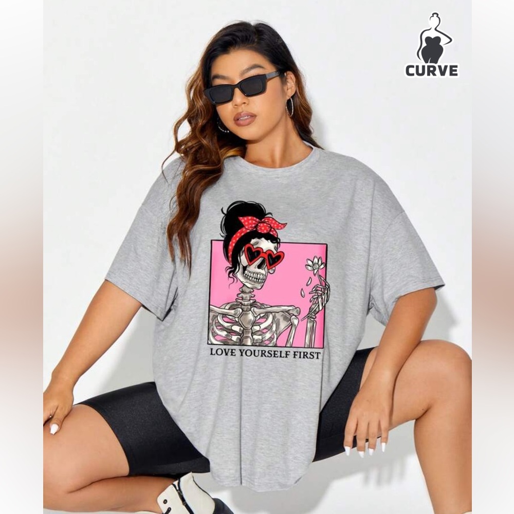 Gray Graphic Women's Top